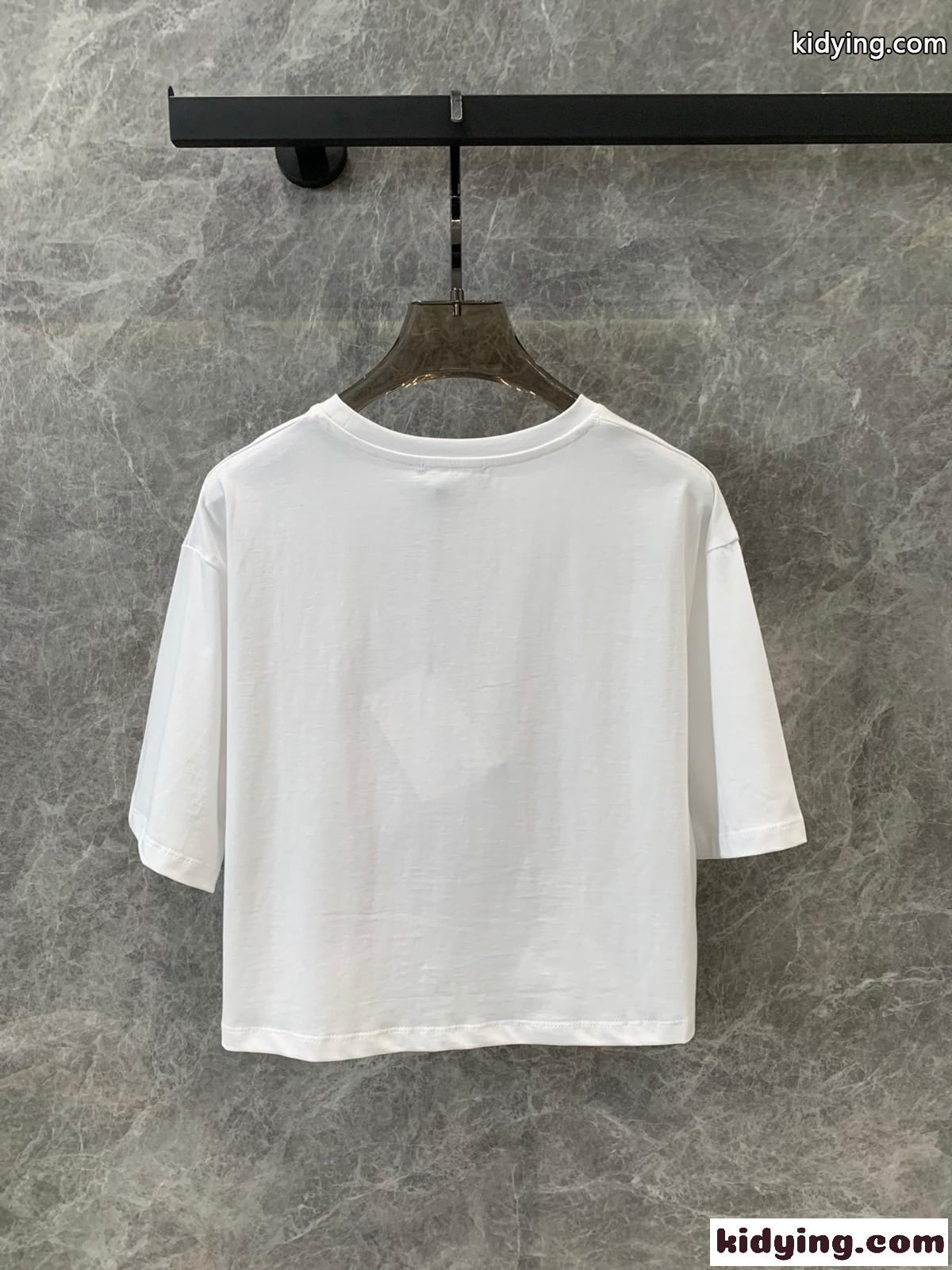 オンカラープリント クロップドTシャツ バルマン 半袖Tシャツ コピー-0