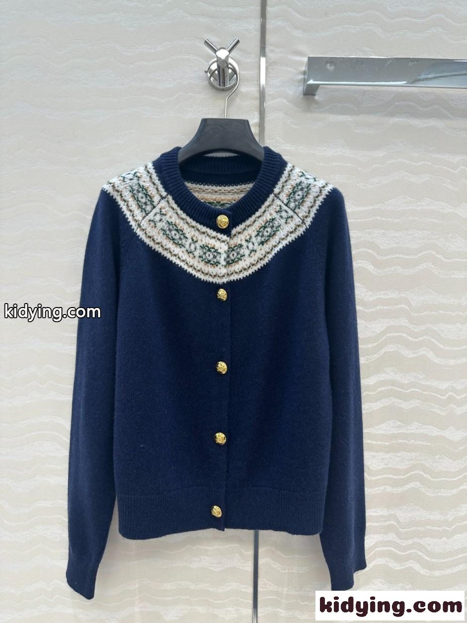 フェアアイル柄 カシミヤ クルーネック カーディガン セリーヌ ニット コピー-0
