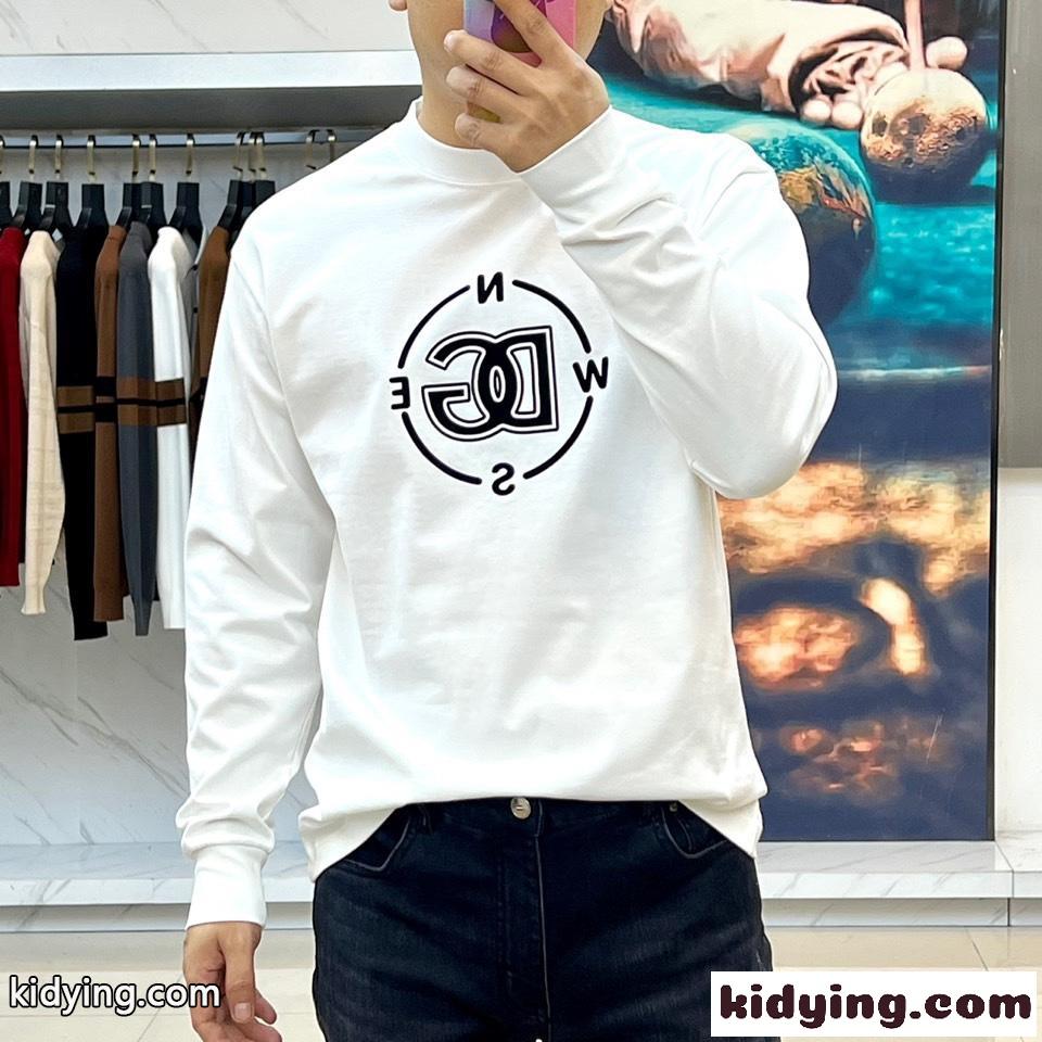 カジュアル ロゴプリント コットン 長袖Tシャツ ドルチェ&ガッバーナ Tシャツ コピー ホワイト-1