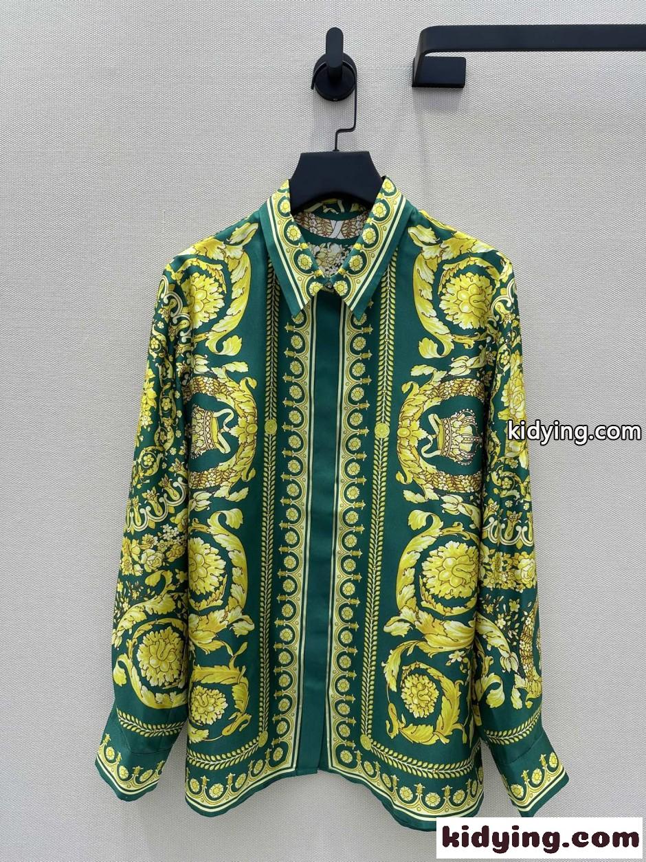 注目される バロッコプリント シルクシャツ ヴェルサーチ シャツ コピー-0