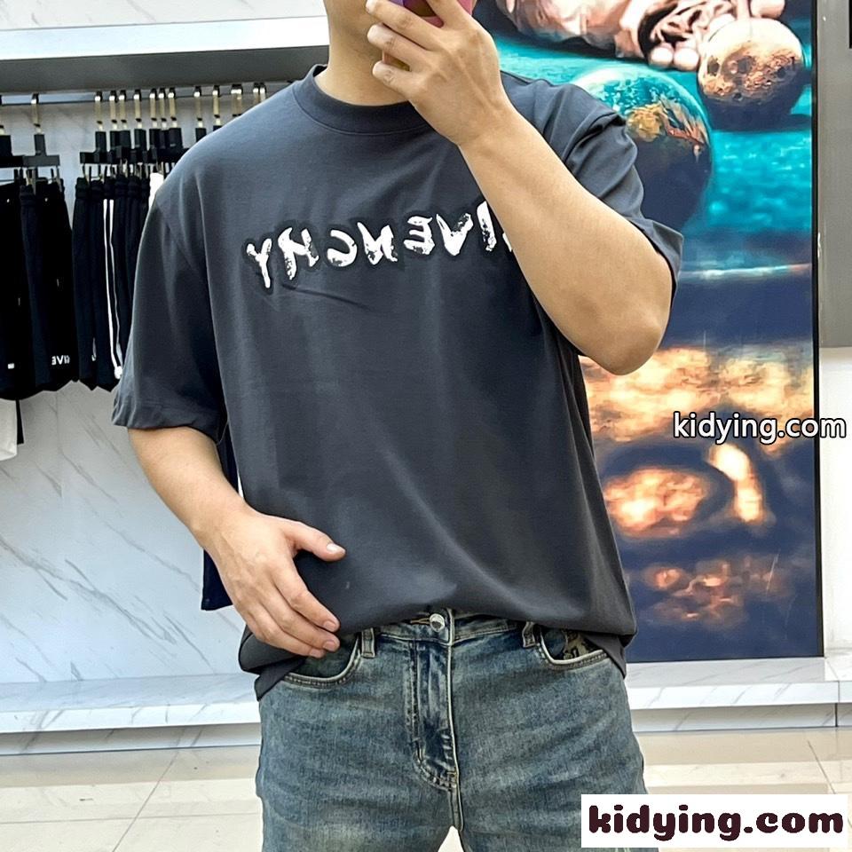 カジュアル ゆったり ロゴ入り 半袖Tシャツ ジバンシィ Tシャツ コピー ダークグレー-2