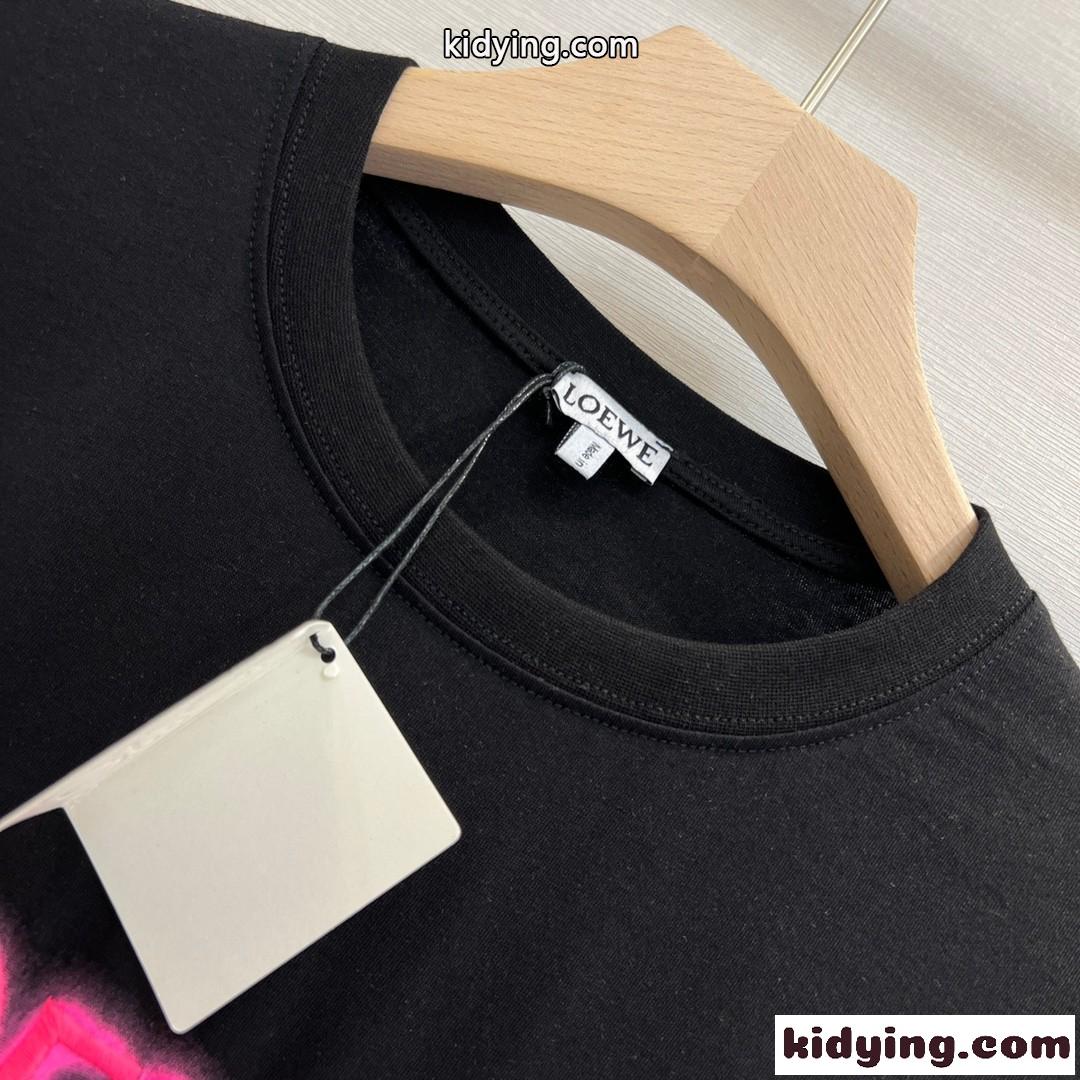 オーバーサイズ 体型カバー ユニセックス ロゴ 人気 ロエベ tシャツ コピー カジュアル おしゃれ-4