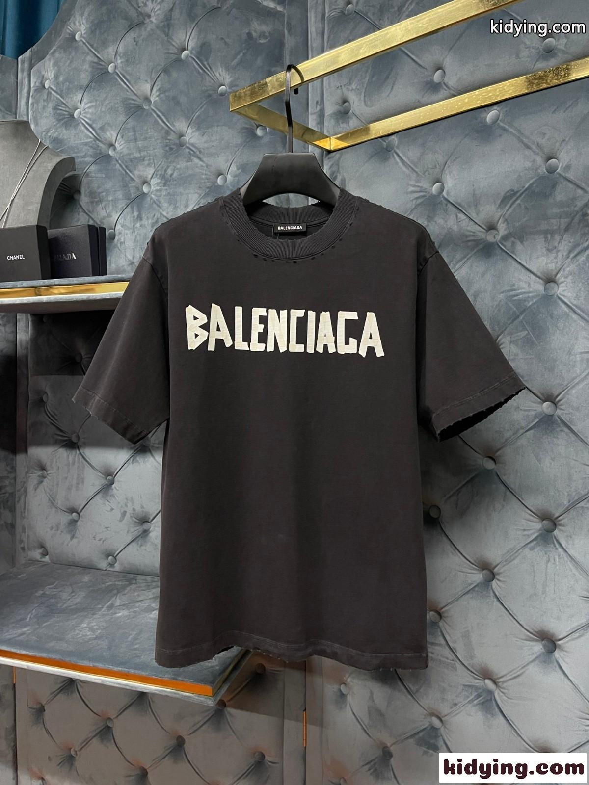 人気 カジュアル Tape Type プリント バレンシアガ Tシャツ コピー 半袖 トップス-2