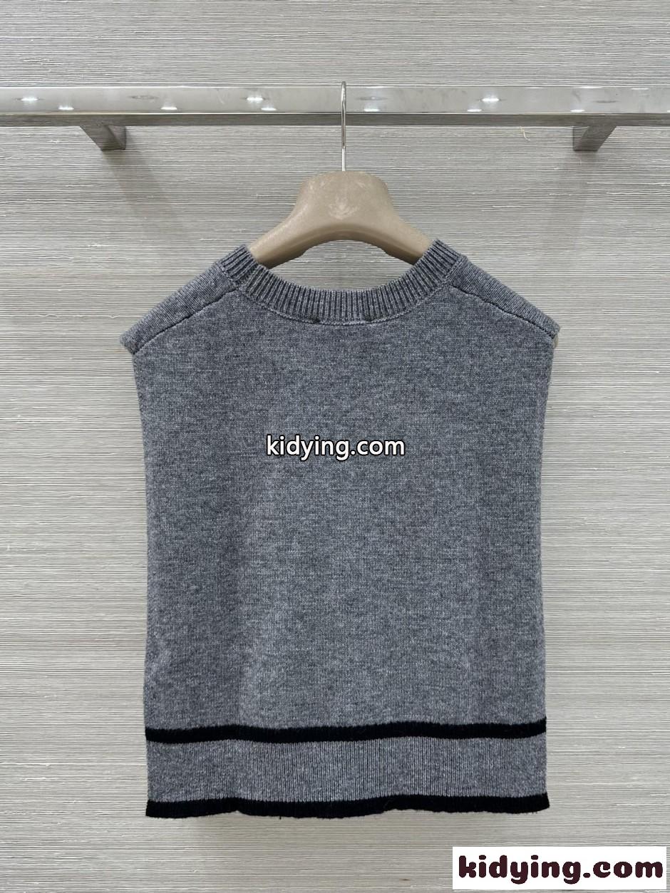 シャネル ニット コピー 合わせやすい ベスト風 カシミアウォーマー グレー-3