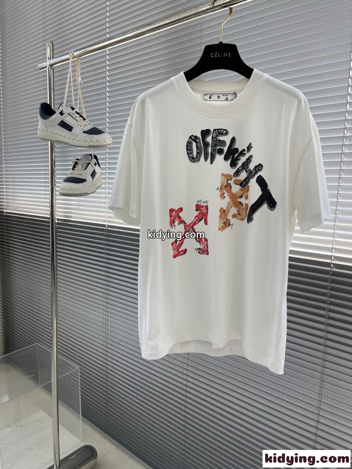 カジュアル プリント クルーネック 半袖Tシャツ オフホワイト Tシャツ コピー ホワイト-2