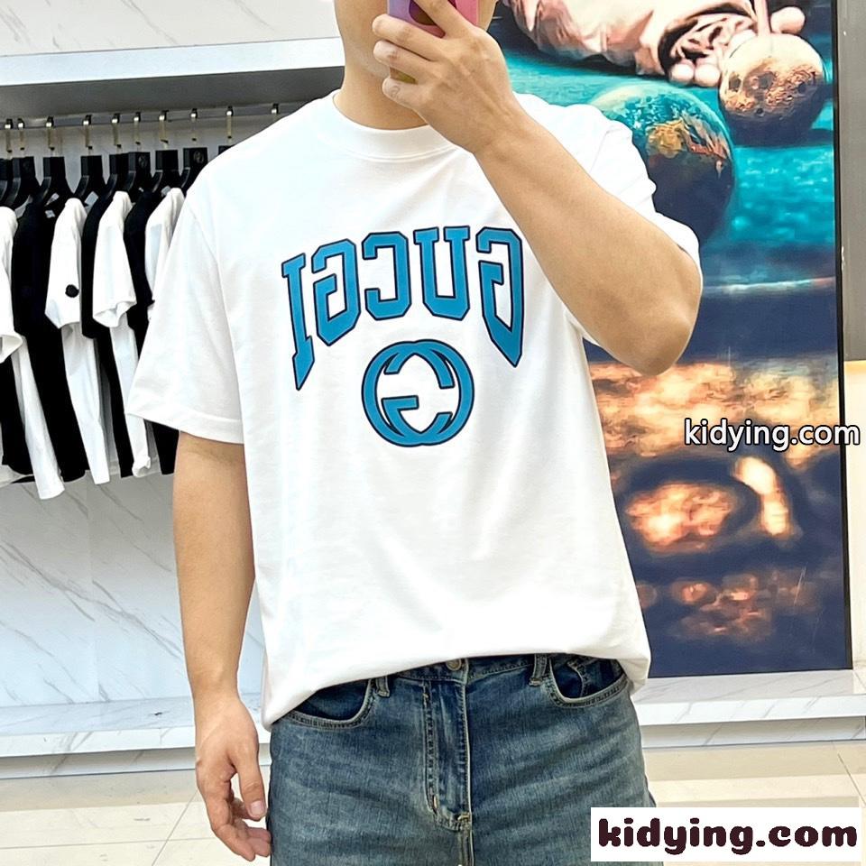 着心地いい 抗菌 ロゴプリント グッチ Tシャツ コピー 半袖Tシャツ ホワイト-2