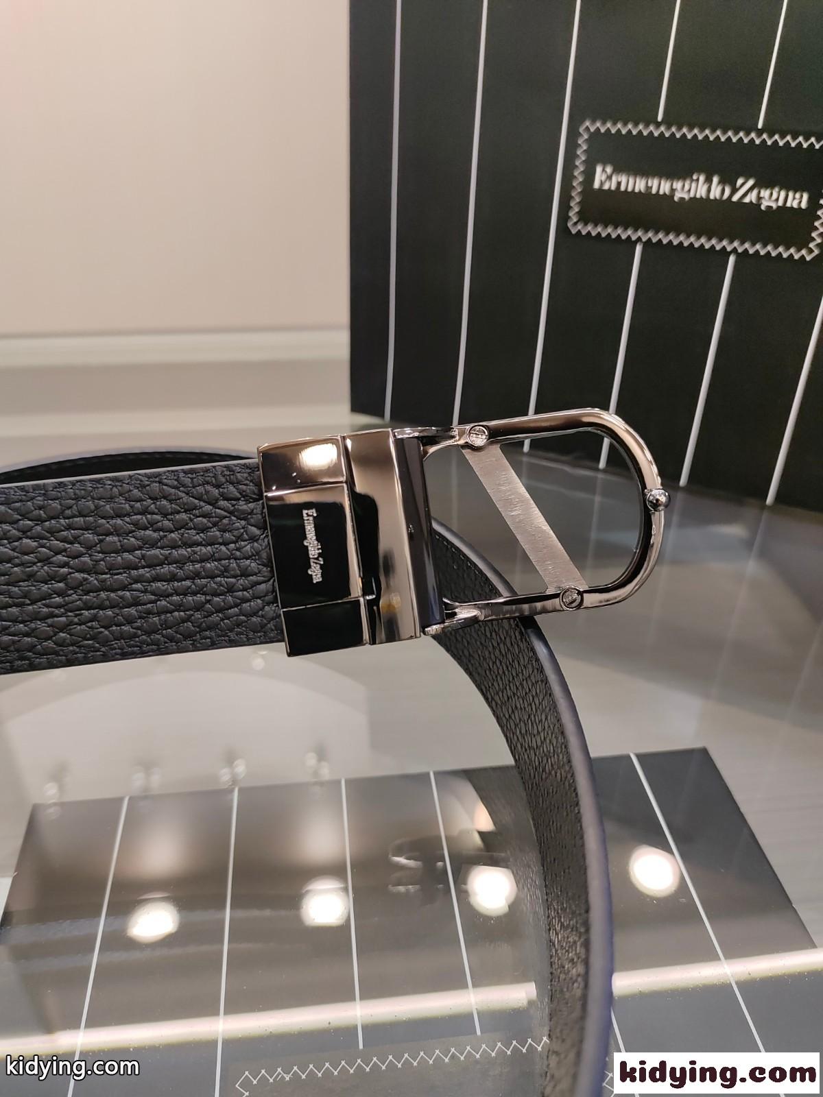 カジュアル エルメネジルド・ゼニア ベルト コピー 34mm グレインレザーベルト-4
