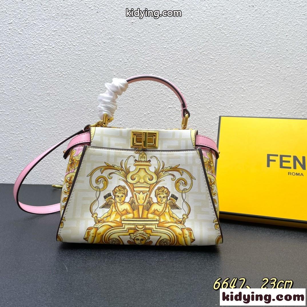 FENDI × VERSACE フェンダーチェ レディース エレガント フェンディ バッグ 人気 コピー プリント ハンドバッグ-1