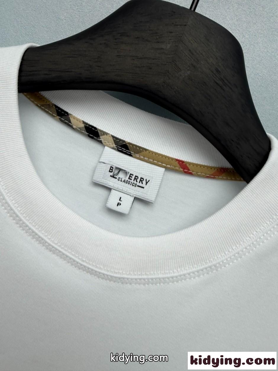 シンプル クルーネック 半袖Tシャツ バーバリー Tシャツ 偽物 コットン ホワイト-1