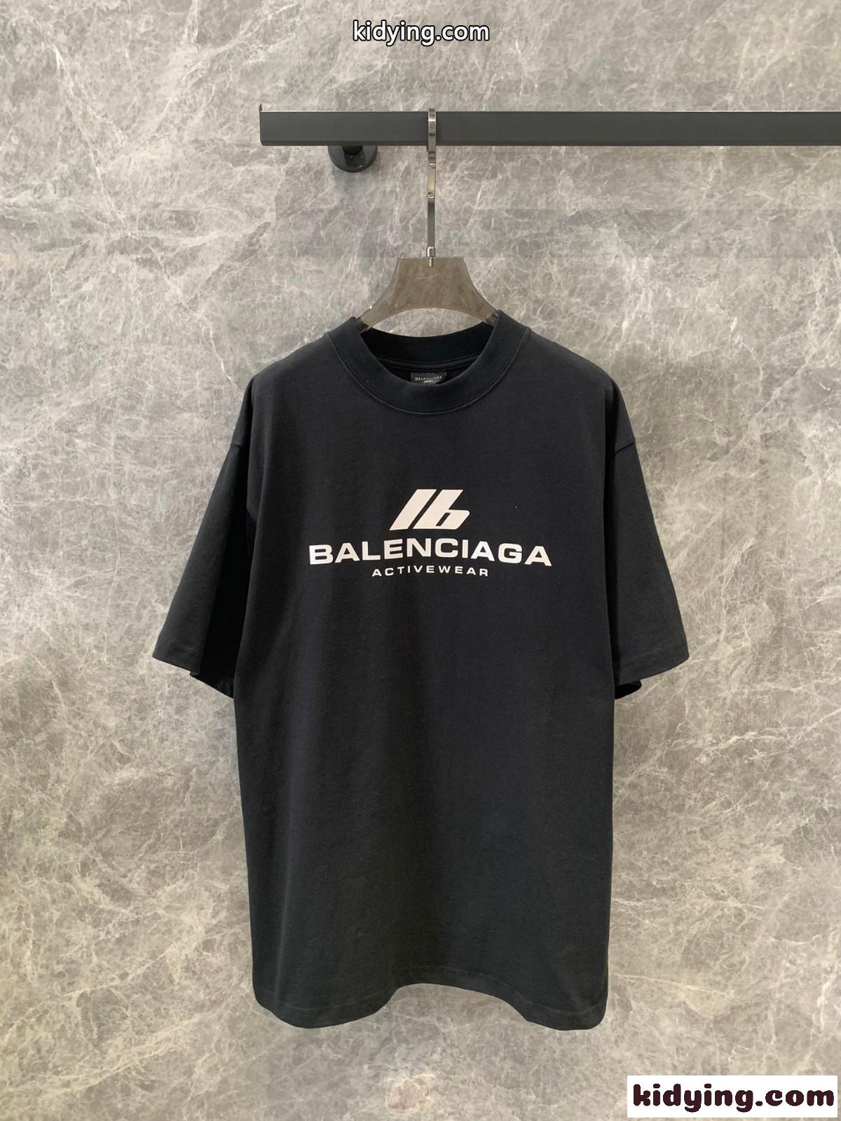 カジュアル 人気 ロゴ コットン Tシャツ バレンシアガ 半袖Tシャツ コピー ユニセックス ブラック-0