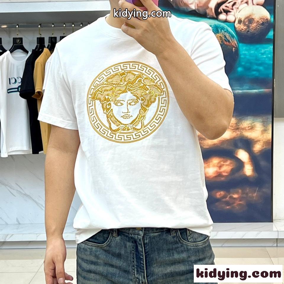 目を引く メデューサ コットン 半袖Tシャツ ヴェルサーチェ Tシャツ 偽物 ホワイト-1