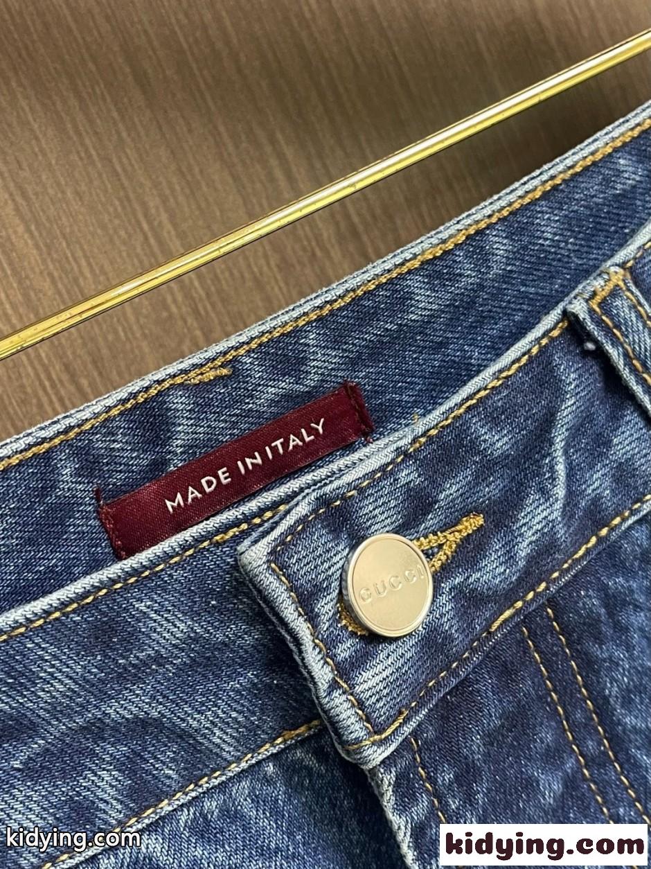 合わせやすい ホースビット付き デニムパンツ グッチ ジーンズ 偽物 ブルー-2