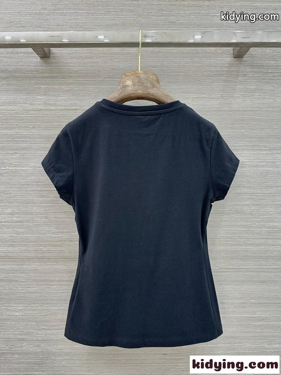 ラインストーンロゴ 半袖Tシャツ アレキサンダーワング Tシャツ コピー ブラック-4