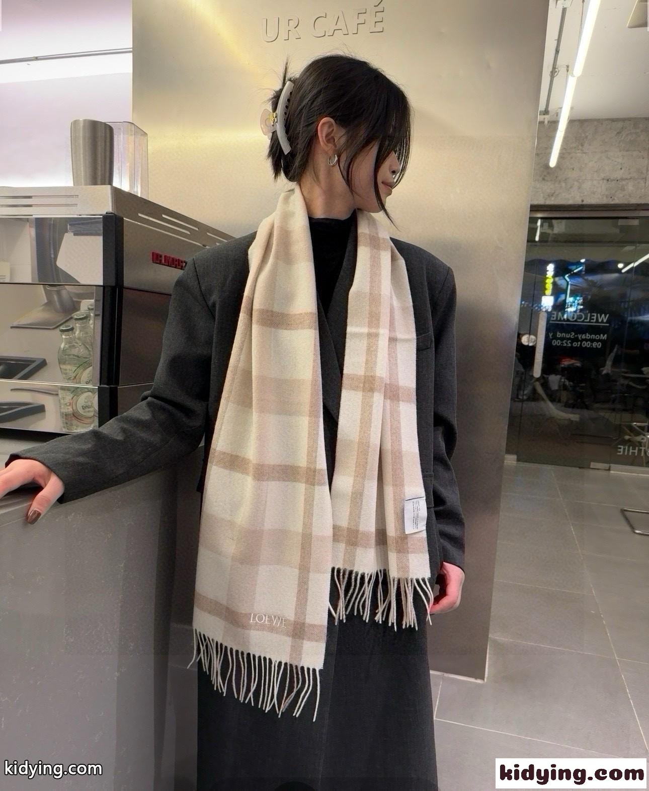 チェック柄 お洒落 飽きのこない ロエベ スカーフ コピー カシミヤ マフラー-0