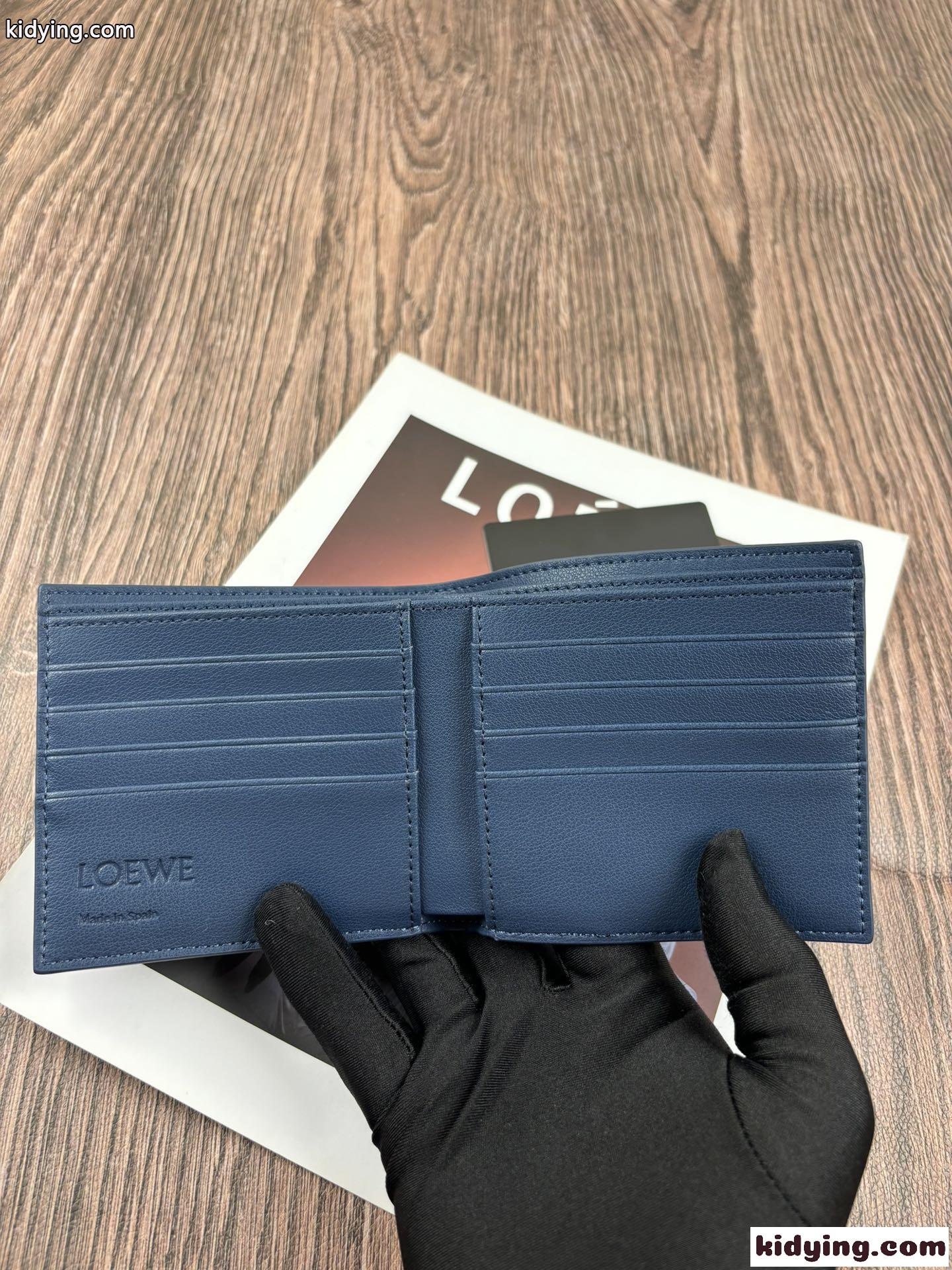 定番 人気 2つ折り財布 ロエベ 財布 コピー コンパクト ウォレット ブルー-2
