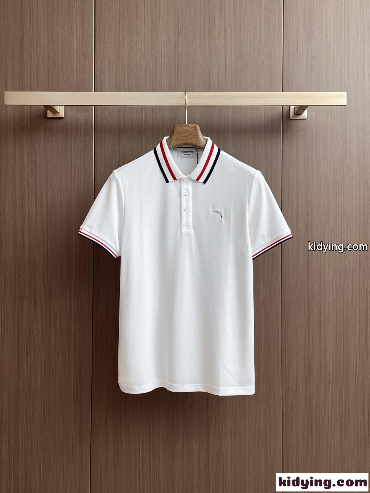 定番 ストライプ トムブラウン Tシャツ 偽物 コットン ポロシャツ ホワイト-0