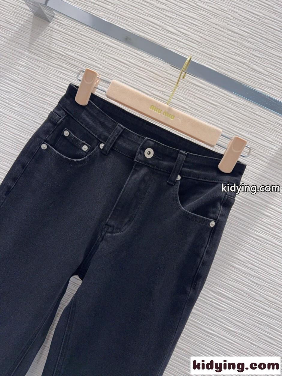 ミュウミュウ ジーンズ コピー フェンミン 合わせやすい フレア デニムパンツ-1