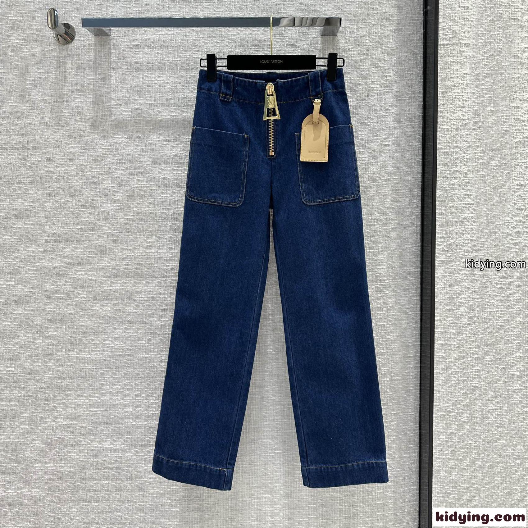 XXLジッパー ストレートカットジーンズ ルイヴィトン ジーンズ コピー デニムパンツ-2