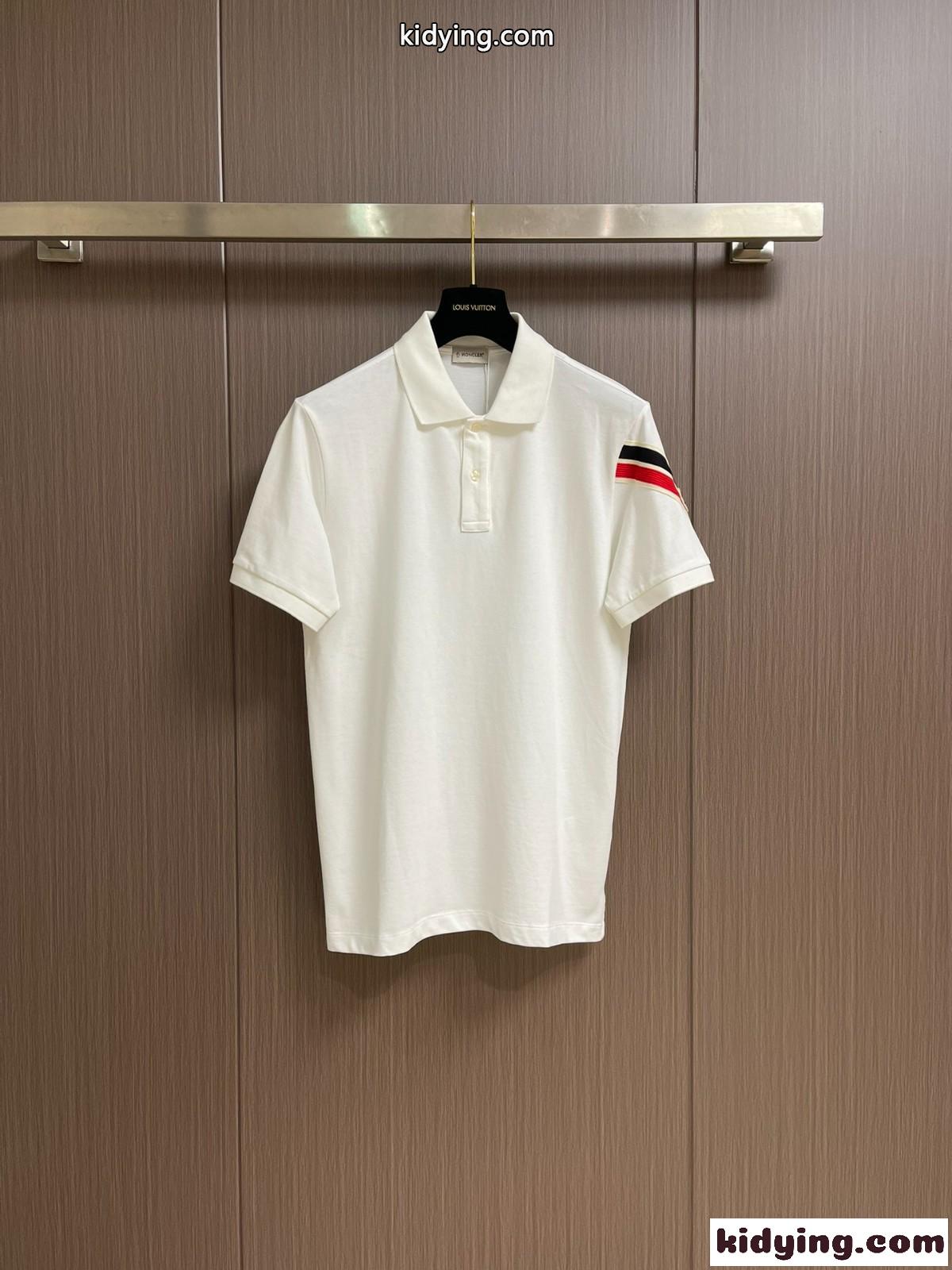 カジュアル モンクレール Tシャツ スーパーコピー コットンピケ 半袖ポロシャツ ホワイト-0