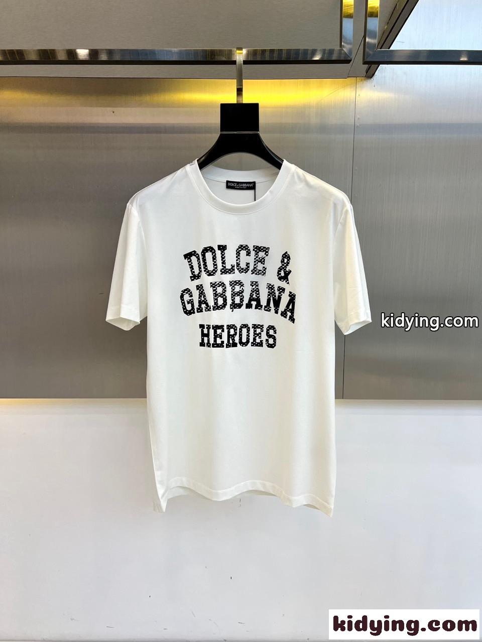 目を引く ロゴ 半袖Tシャツ ドルチェ&ガッバーナ Tシャツ 偽物 コットン ホワイト-0