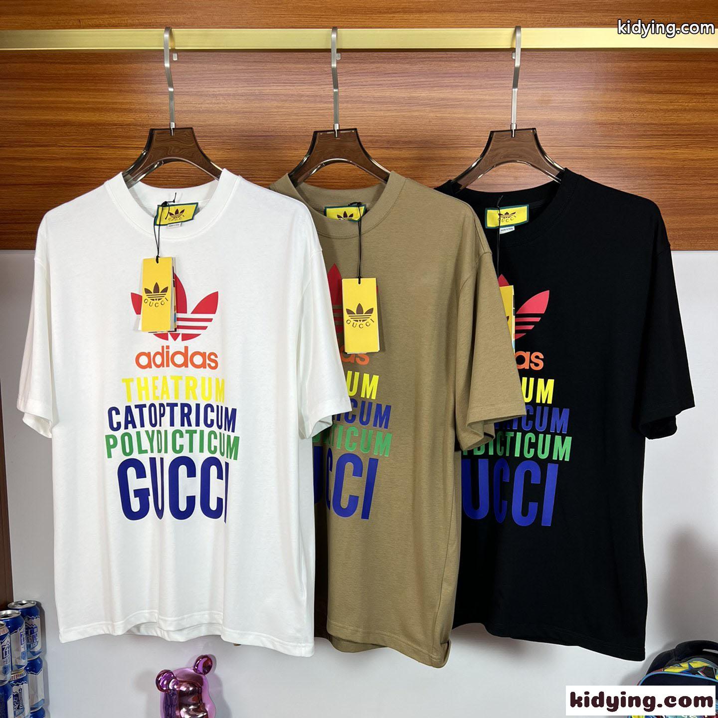 ADIDAS X GUCCI コットンTシャツ グッチ Tシャツ コピー 半袖 男女兼用-0