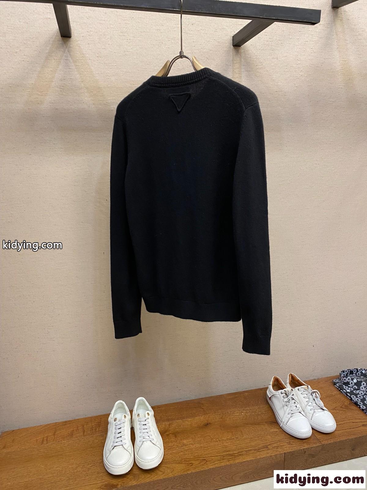 カジュアル 上品 ウール カーディガン プラダ ニット コピー ブラック-0
