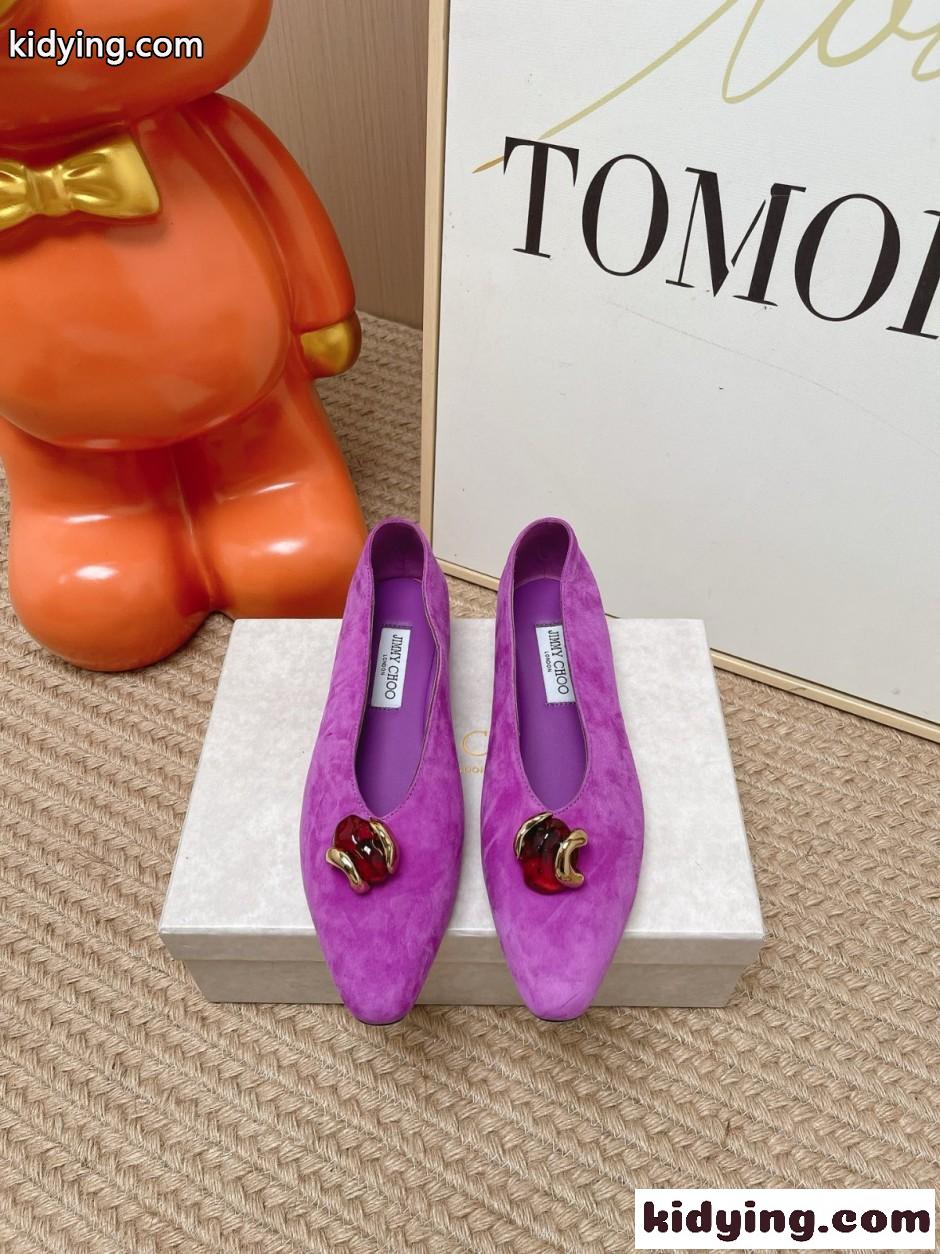 エレガント マーゴット フラット ジミーチュウ パンプス コピー パープル-2