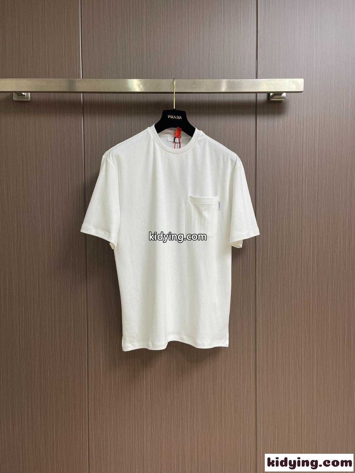 プラダ Tシャツ コピー シンプル 合わせやすい クルーネック 半袖Tシャツ-1