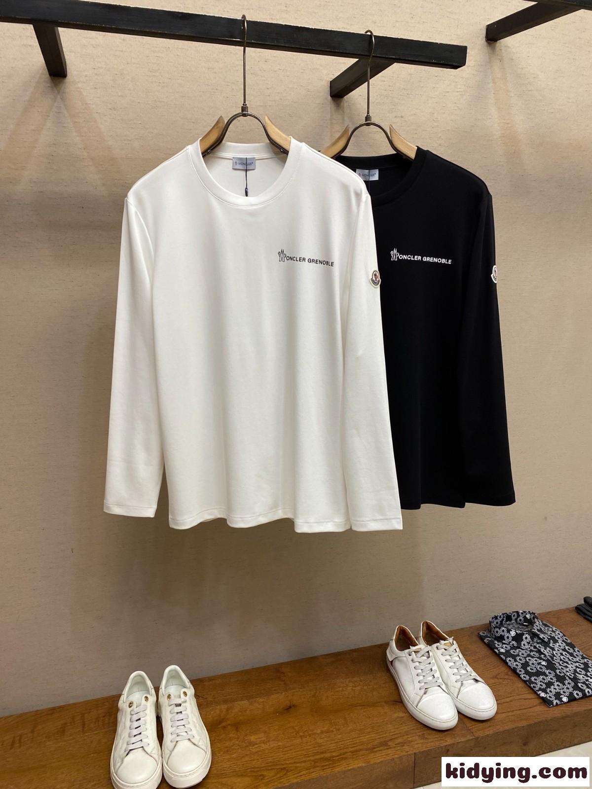 モンクレール Tシャツ 偽物 シンプル 洗練された クルーネック 長袖Tシャツ-0