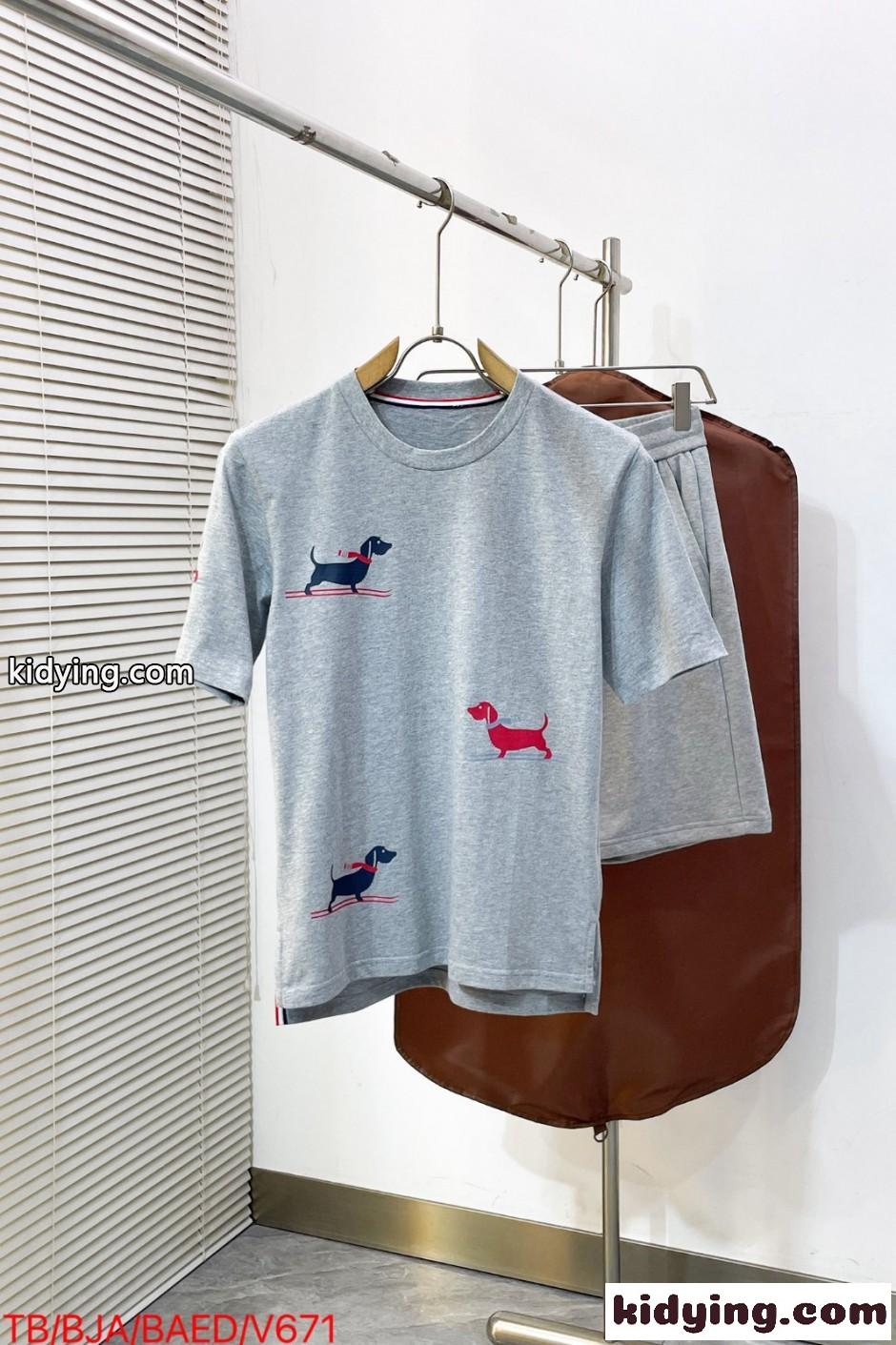 ヘクターモチーフ コットン クルーネックTシャツ トムブラウン Tシャツ コピー グレー-1
