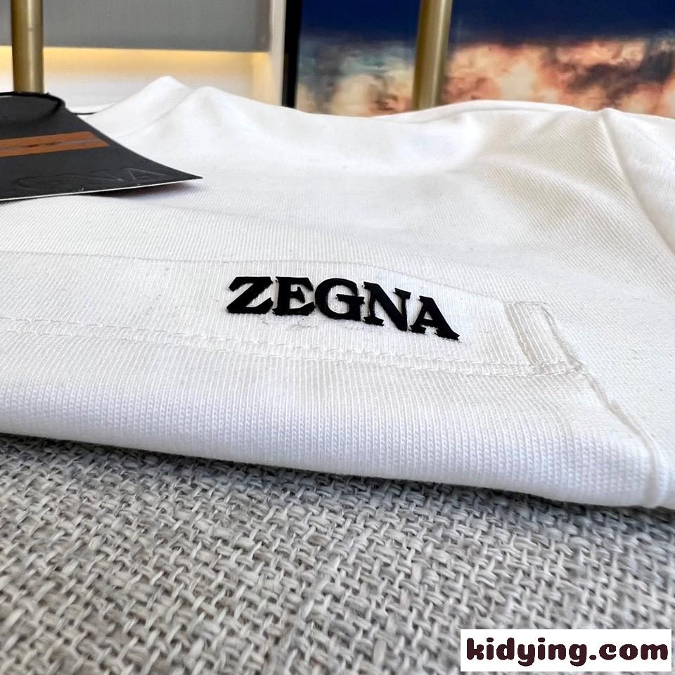 シンプル ロゴ クルーネック 半袖Tシャツ エルメネジルド・ゼニア Tシャツ コピー ホワイト-3