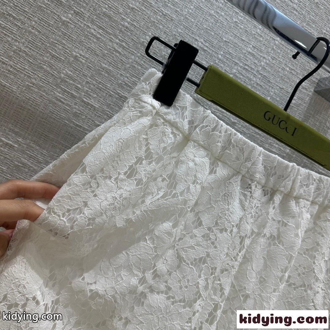 フローラル レース ショートパンツ グッチ パンツ コピー ホワイト-1