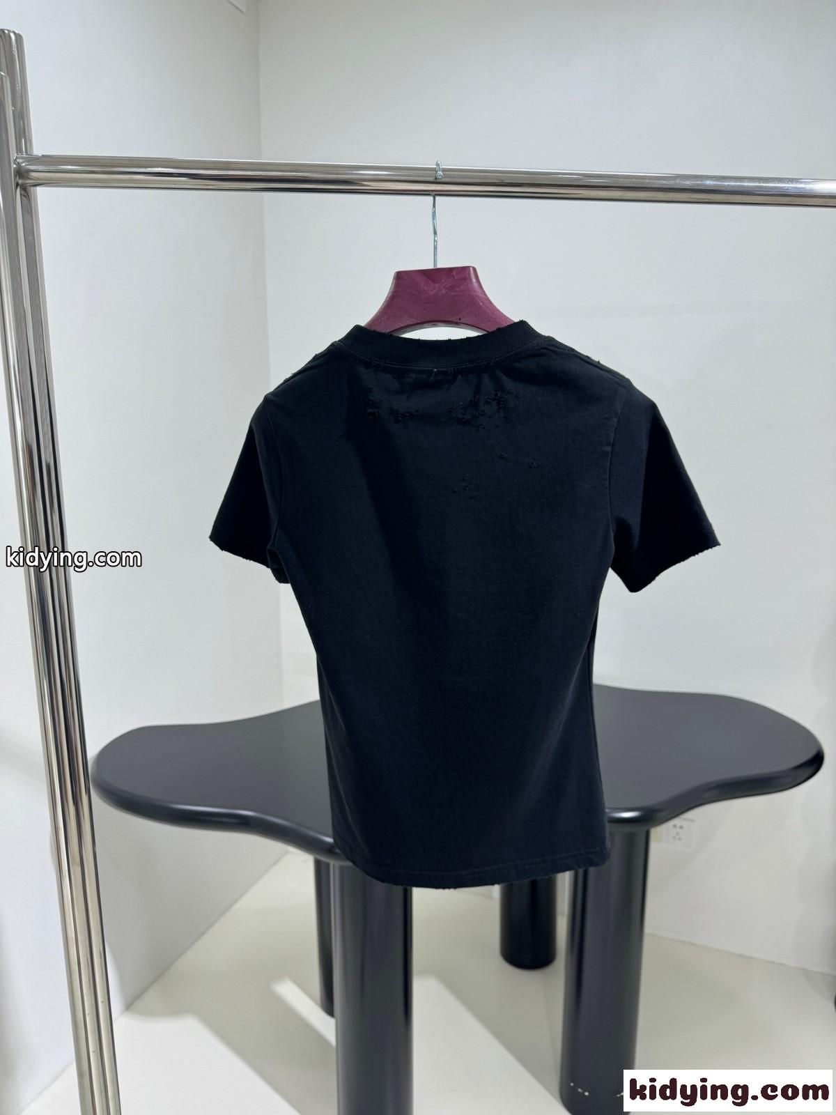 GOTHIC TYPE SHRUNK 半袖Tシャツ バレンシアガ Tシャツ コピー ブラック-1