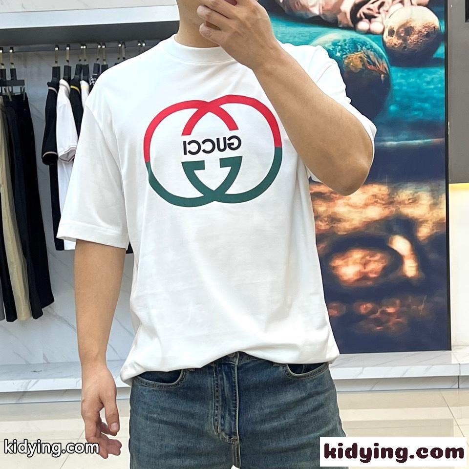 プリント コットンジャージー 半袖Tシャツ グッチ Tシャツ コピー ホワイト-1