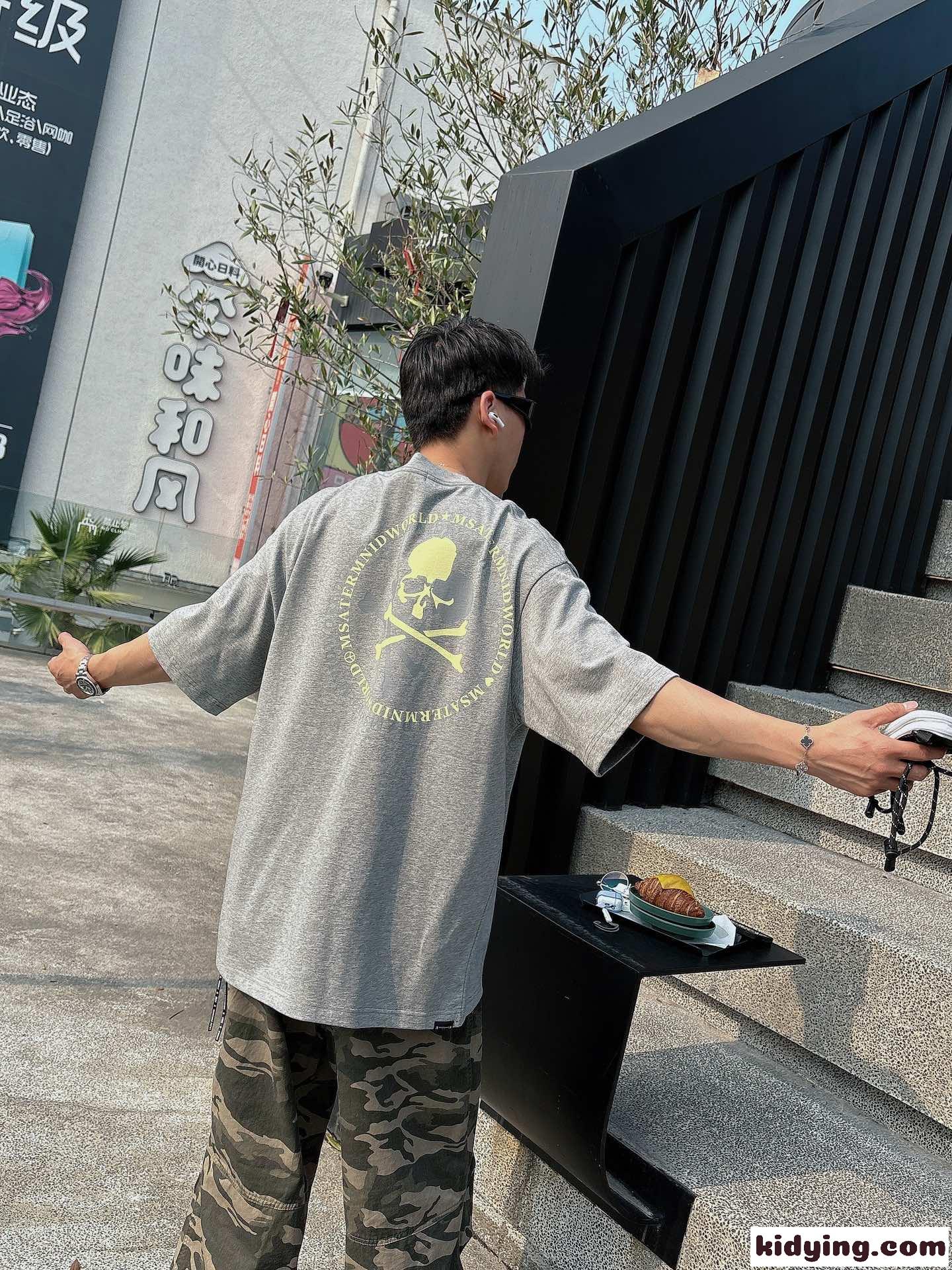 オーバーサイズ コットン マスターマインド・ジャパン Tシャツ コピー 半袖Tシャツ グレー-4