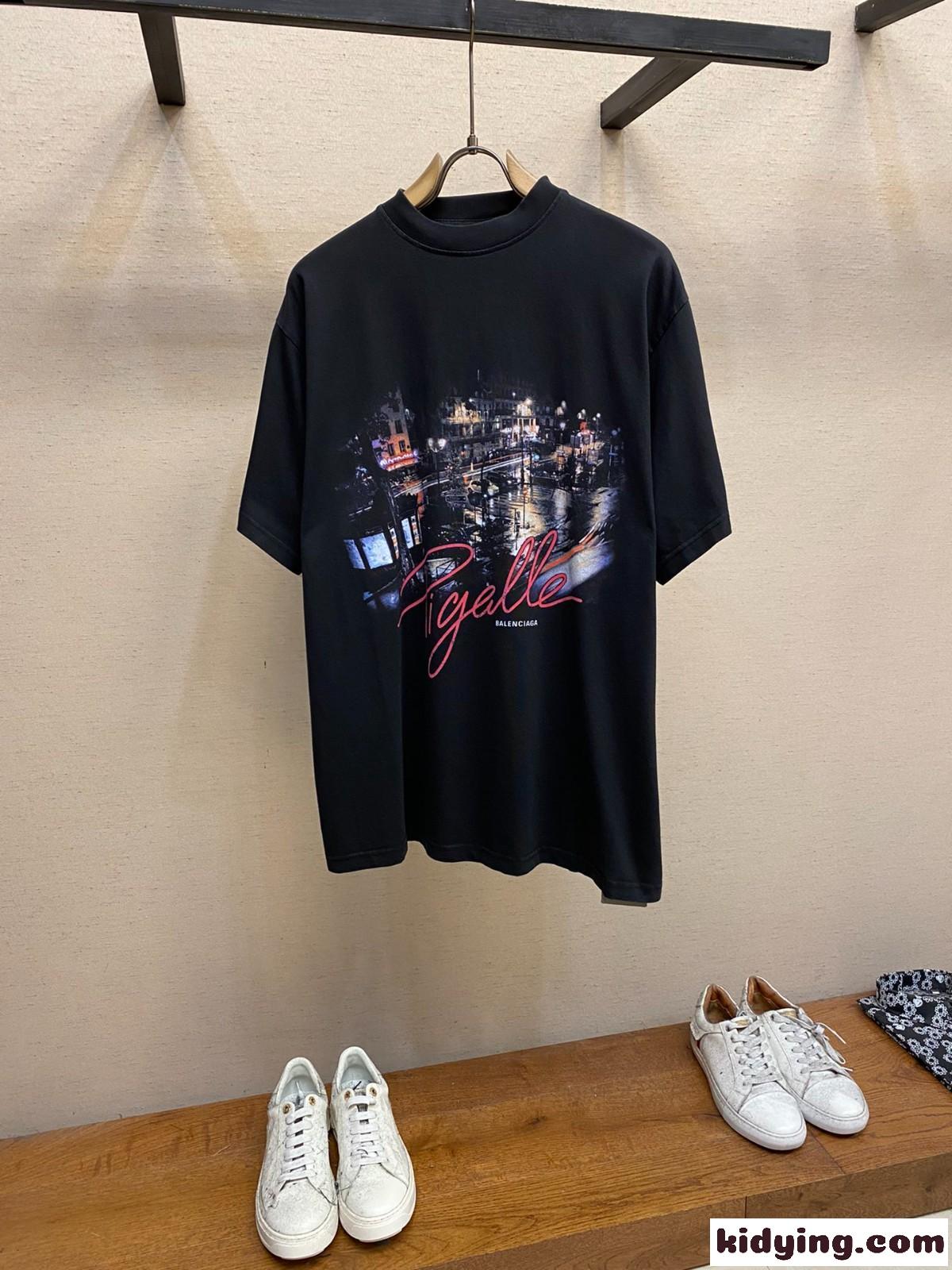 オーバーサイズ PIGALLE 半袖Tシャツ バレンシアガ Tシャツ コピー ユニセックス-1