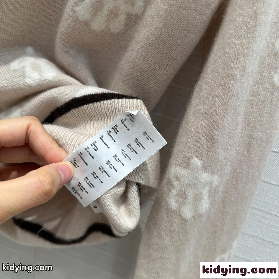馬銜 刺繍入り ウール＆カシミヤ ニット エルメス セーター コピー ベージュ-3