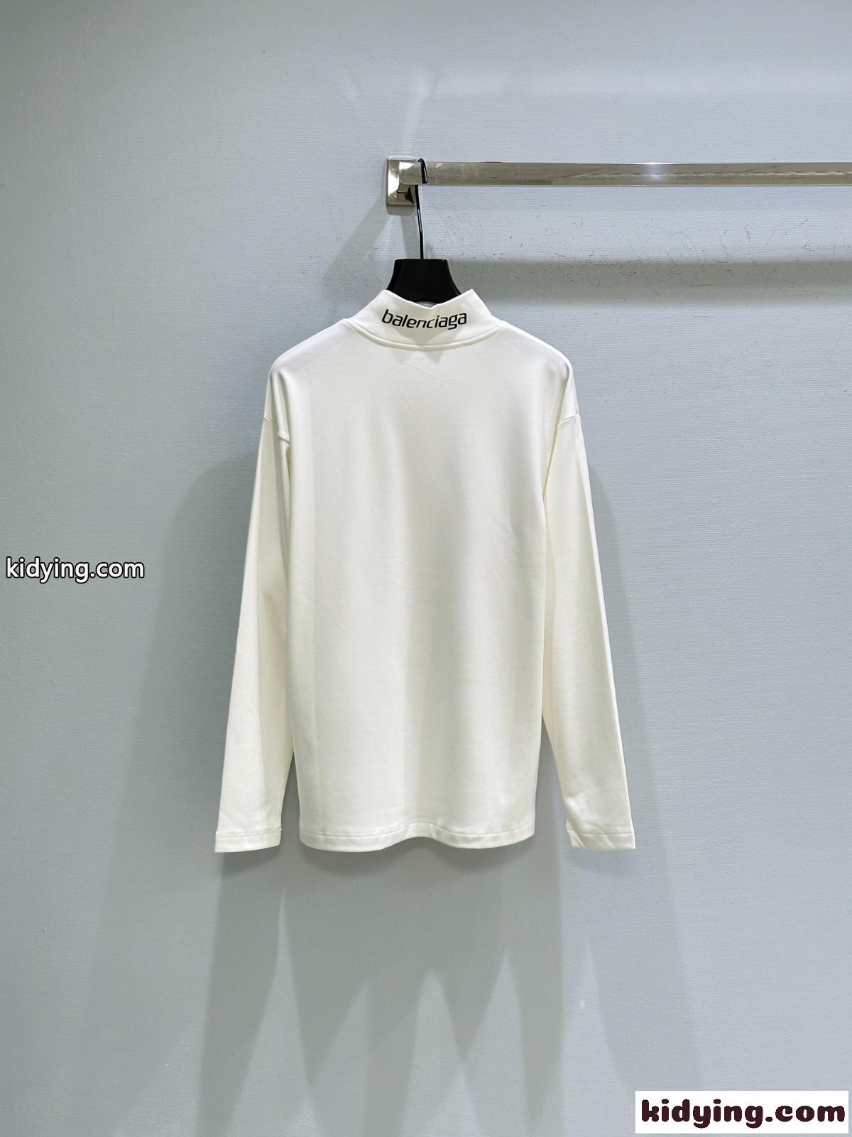 カジュアル コットン モックネック 長袖Tシャツ バレンシアガ Tシャツ コピー-4