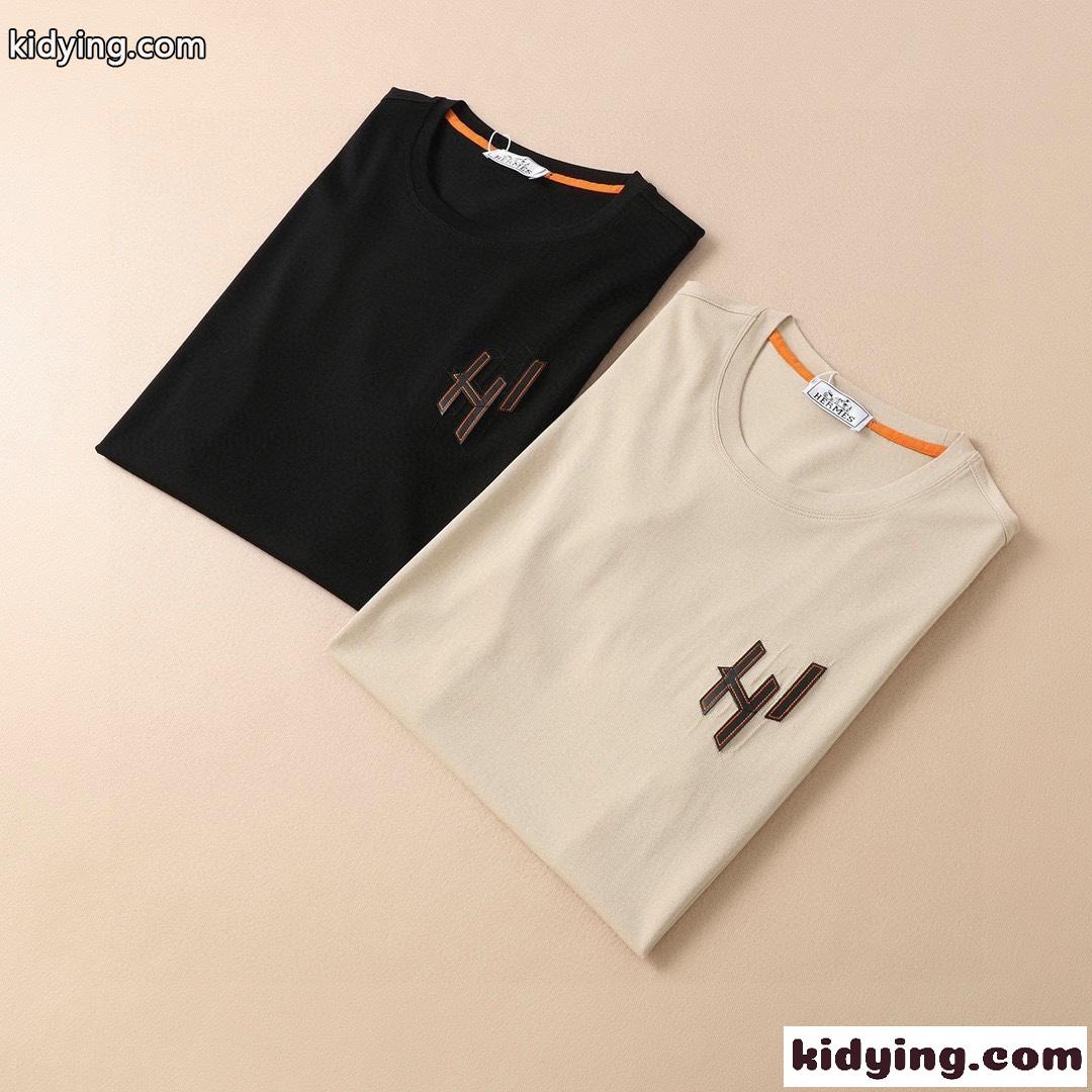 春夏 定番 合わせやすい エルメス 半袖tシャツ コピー ロゴ 快適 カジュアル おしゃれ トップス-0