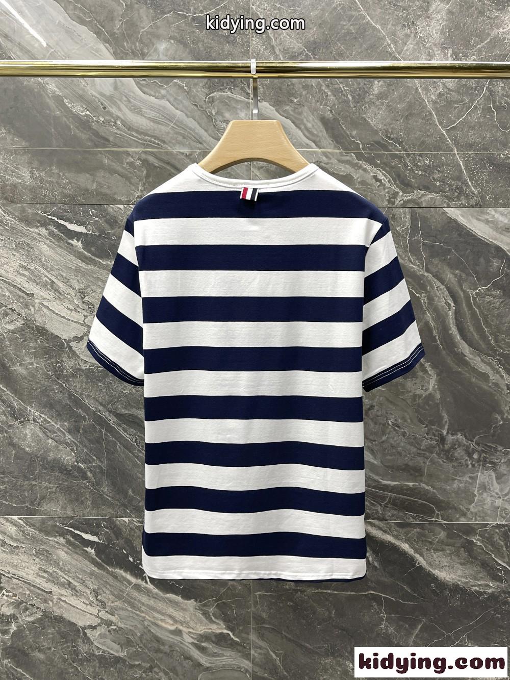 シンプル 爽やか 上品 ボーダー柄 コットン トムブラウン tシャツ コピー 半袖 人気 カジュアル-2