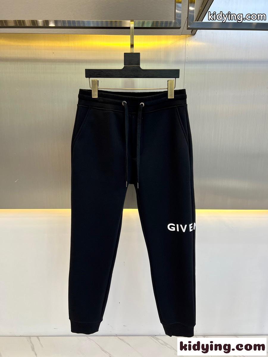 定番 ロゴ 裏起毛 スウェットパンツ ジバンシィ パンツ 偽物 メンズ ブラック-0