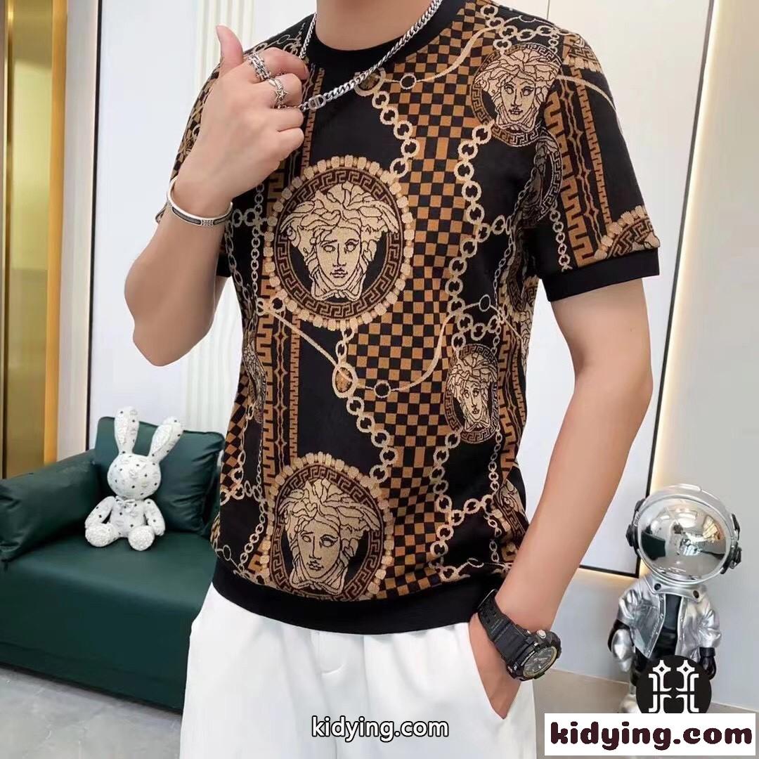 目立つ メデューサ メンズ 半袖 カットソー ヴェルサーチ Tシャツ コピー 通気 快適-1