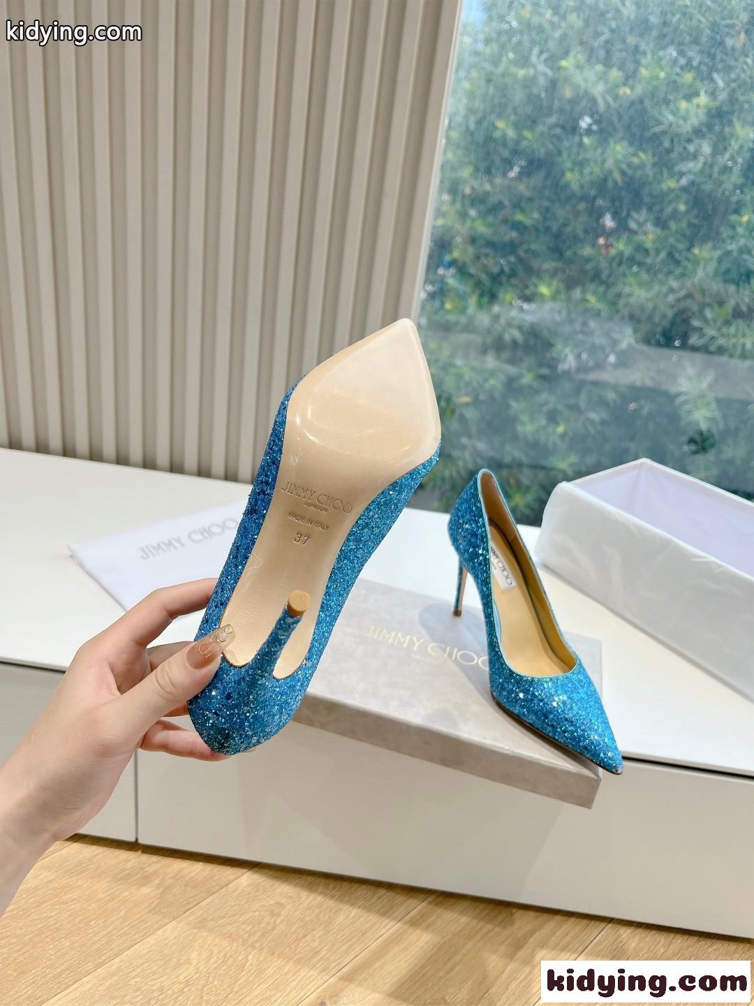 美人度アップ 人気 ピンヒールパンプス ジミーチュウ パンプス スーパーコピー ブルー-3