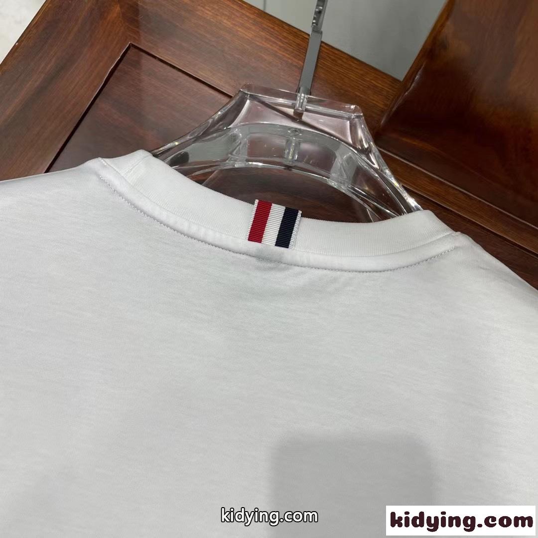 シルケット コットン 通気 快適 クルーネック トムブラウン tシャツ コピー メンズ 半袖 春夏 トップス 人気 プリント-3
