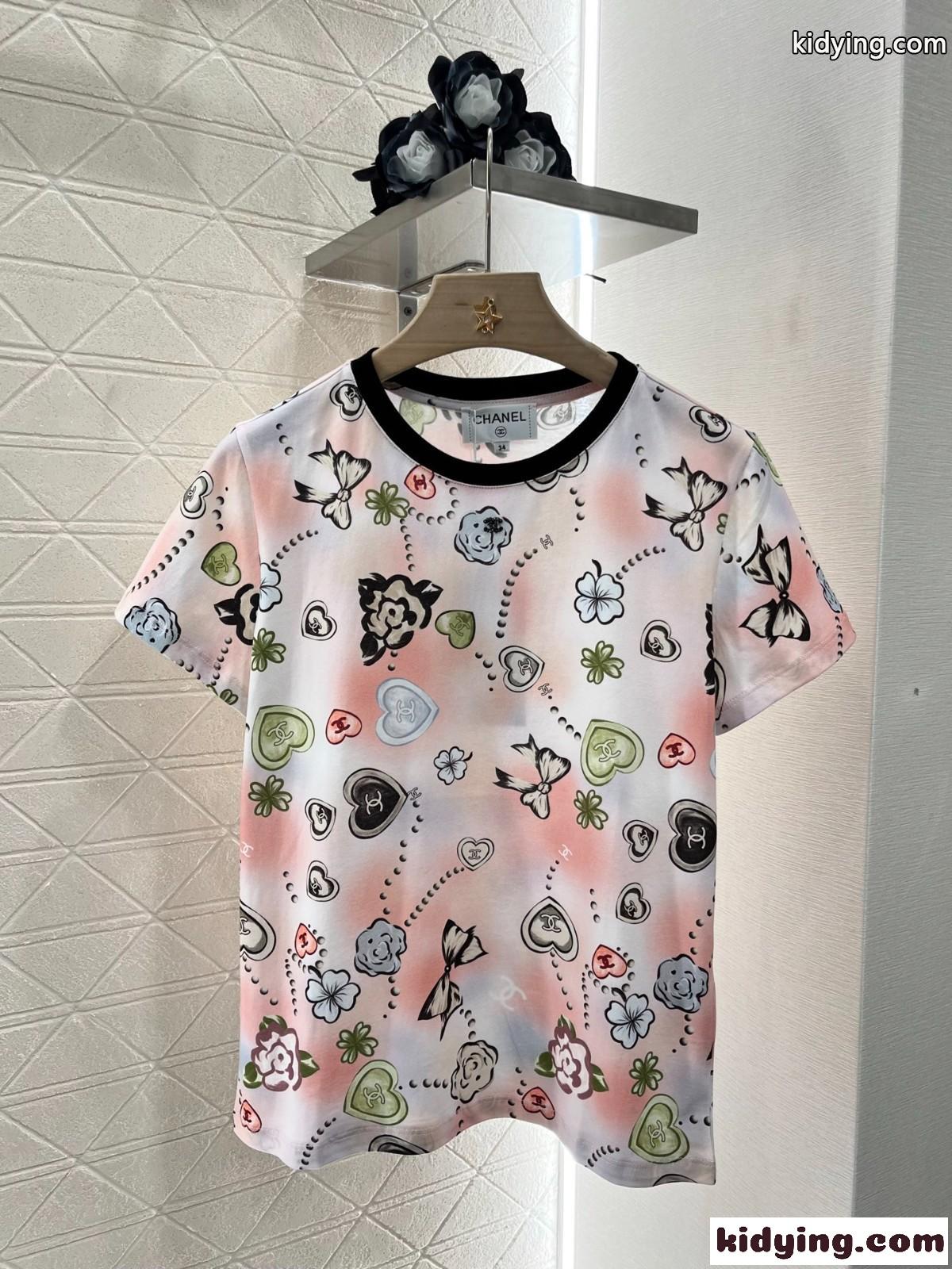 遊び心のある プリント 半袖Tシャツ シャネル Tシャツ コピー コットン-2