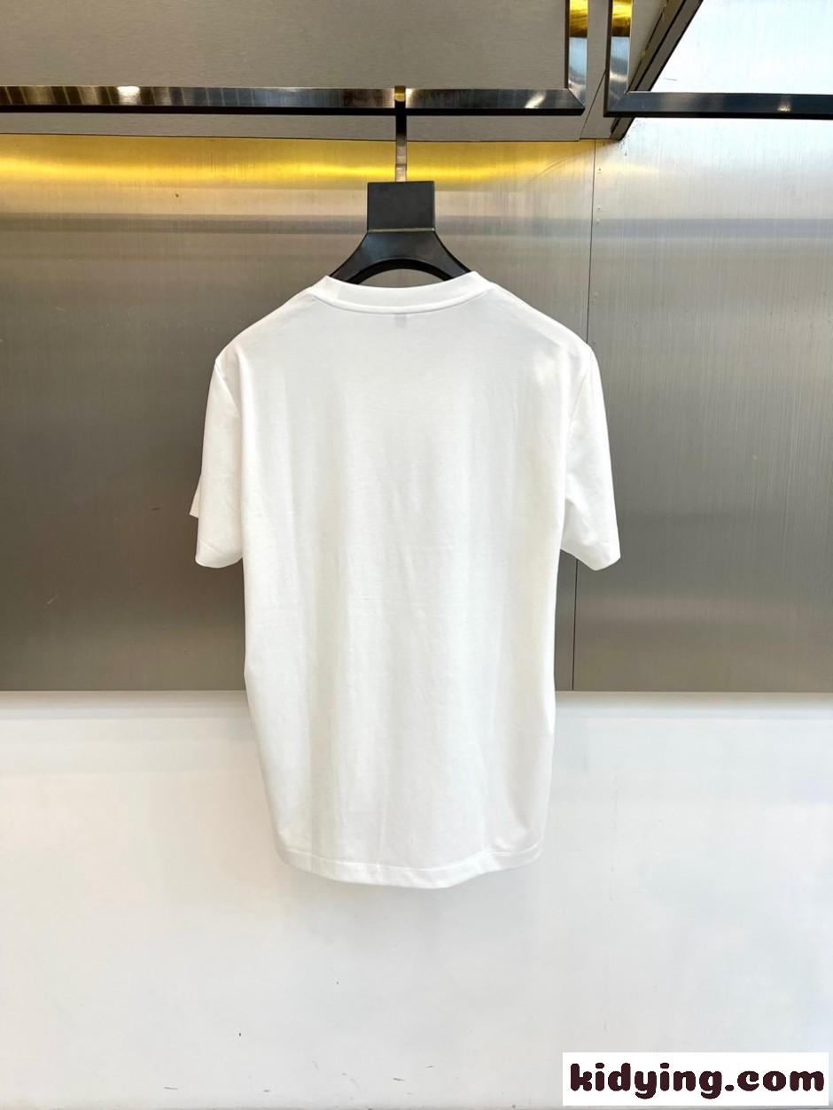 カジュアル ロゴ 半袖Tシャツ バーバリー Tシャツ 偽物 コットン ホワイト-3