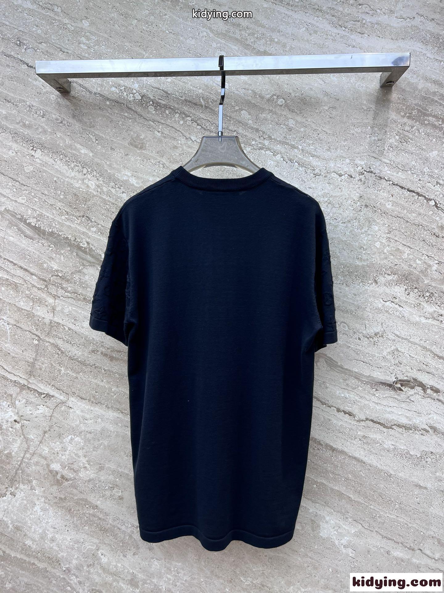 ショートスリーブシグネチャークルーネック ルイ・ヴィトン Tシャツ 偽物 ネイビー-1
