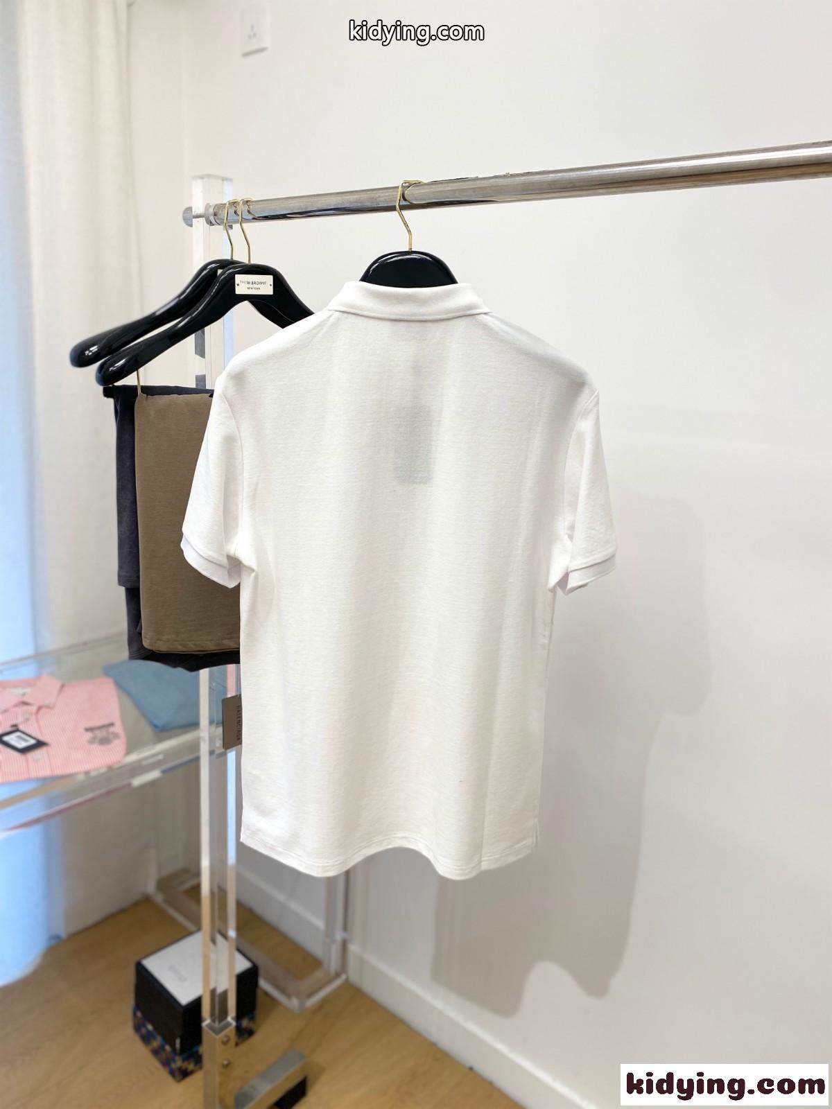 シンプル カジュアル ロゴ アルマーニ 半袖Tシャツ コピー コットン ポロシャツ ホワイト-4