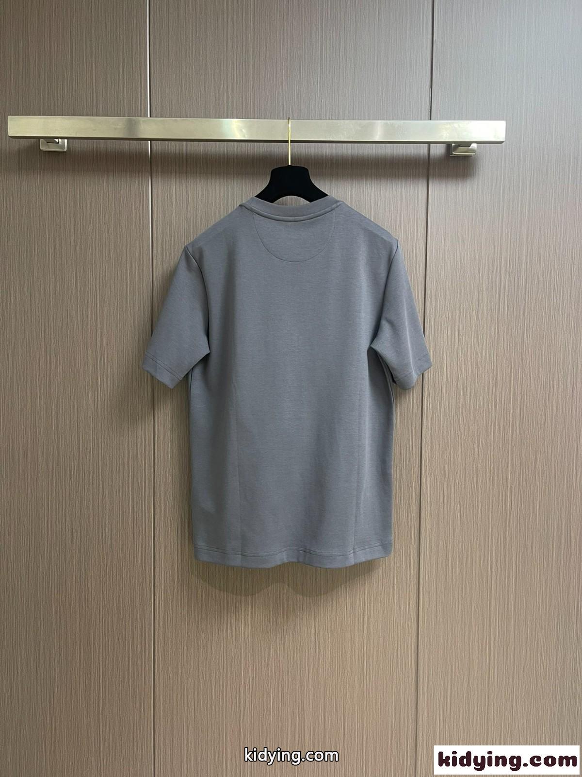 おしゃれ カジュアル コットン 半袖Tシャツ フェンディ Tシャツ コピー グレー-1
