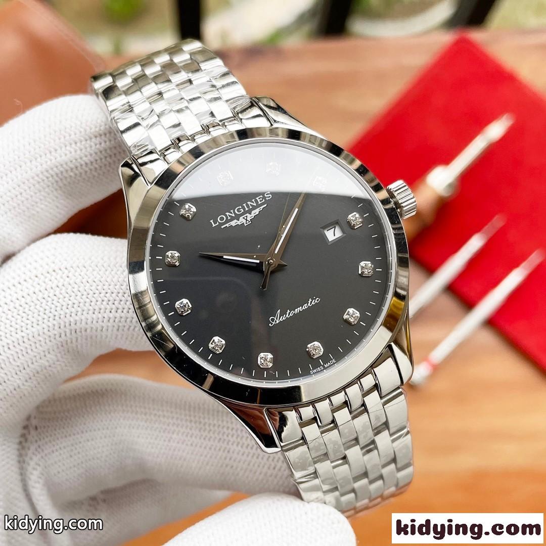 ロンジン 時計 コピー メンズ おしゃれ 高級 腕時計 うで時計 シンプル 41mm 人気 シルバー ゴールド 日付表示-0